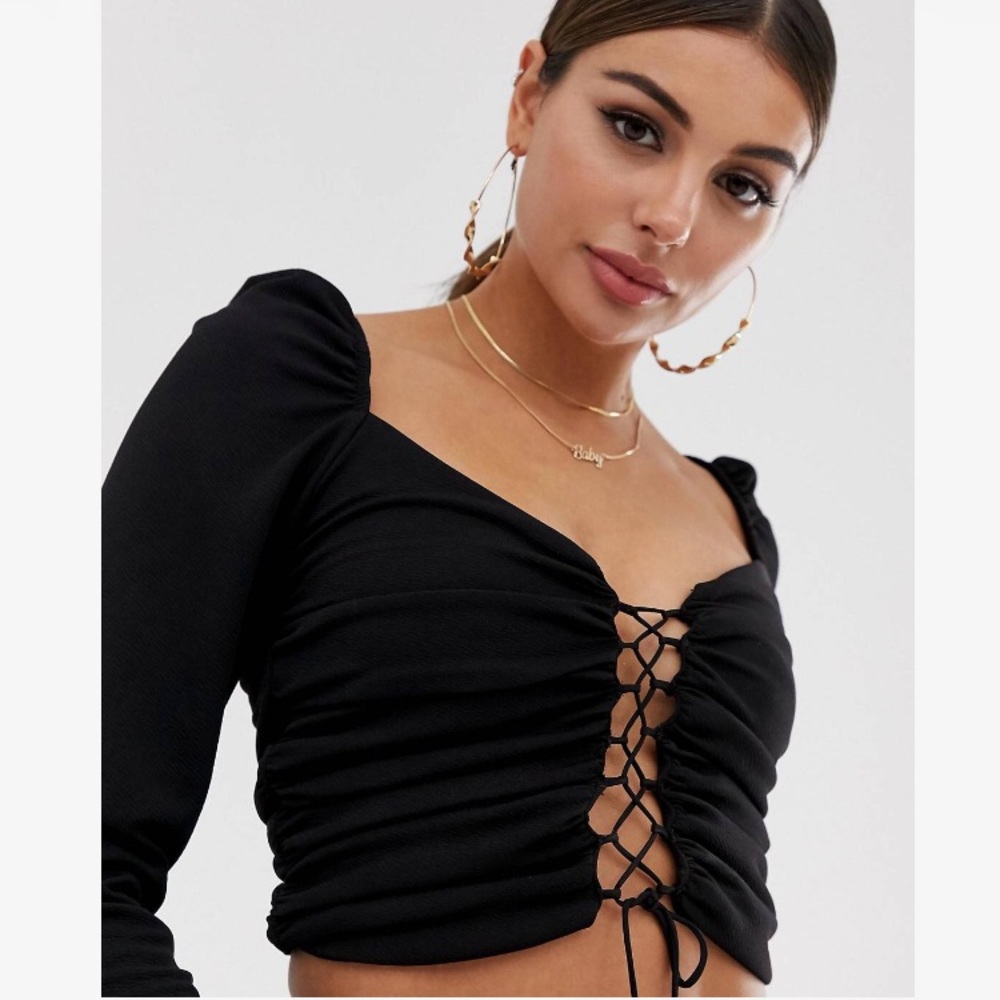 Plus Size Lace Up Long Sleeve - Picture 2 of 7